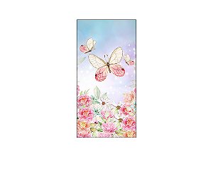 Painel De Festa Vertical 1,00 x 2,00 - Borboletas Bege e Rosa Candy 007