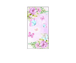 Painel De Festa Vertical 1,00 x 2,00 - Borboletas Floral Lilás 017