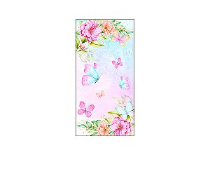 Painel De Festa Vertical 1,00 x 2,00 - Borboletas Frame Floral Rosa 019
