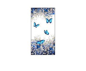 Painel De Festa Vertical 1,00 x 2,00 - Borboletas Azul Floral 025
