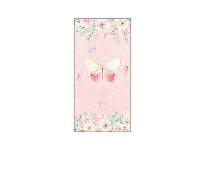 Painel De Festa Vertical 1,00 x 2,00 - Borboleta Bege e Rosa Suave 030
