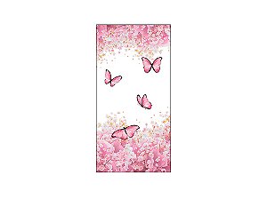 Painel De Festa Vertical 1,00 x 2,00 - Borboletas Rosa Floral 035