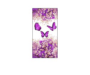 Painel De Festa Vertical 1,00 x 2,00 - Borboletas Roxo Floral 038