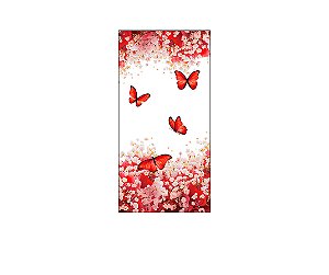 Painel De Festa Vertical 1,00 x 2,00 - Borboletas Floral Vermelha 041