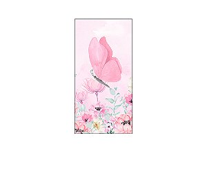Painel De Festa Vertical 1,00 x 2,00 - Borboleta Rosa no Campo Floral 048