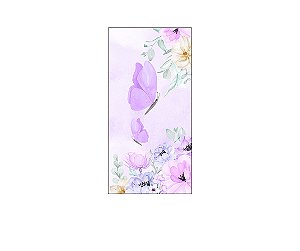 Painel De Festa Vertical 1,00 x 2,00 - Borboleta Lilás no Campo Floral 049