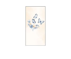 Painel De Festa Vertical 1,00 x 2,00 - Borboletas Flores Azul Fundo Bege 052