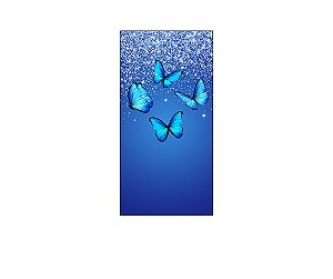 Painel De Festa Vertical 1,00 x 2,00 - Borboletas com Efeito Glitter Azul 053