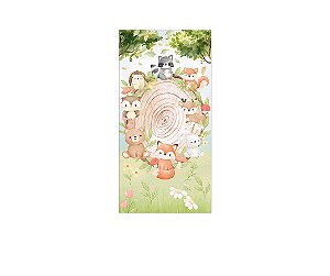 Painel De Festa Vertical 1,00 x 2,00 - Bosque Aquarela Animais Cute 015