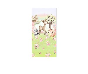 Painel De Festa Vertical 1,00 x 2,00 - Bosque Rosa Cute 019