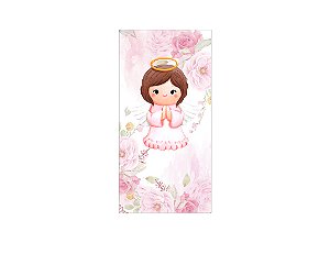 Painel De Festa Vertical 1,00 x 2,00 - Batizado Anjinha Cute Floral 027
