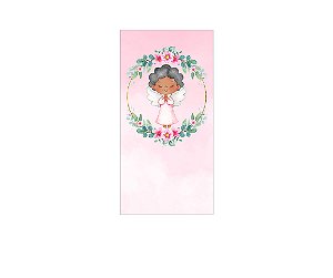 Painel De Festa Vertical 1,00 x 2,00 - Batizado Anjinha Rosa 031