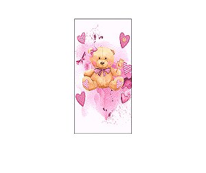 Painel De Festa Vertical 1,00 x 2,00 - Chá de Bebê Ursinha Corações Rosas 027