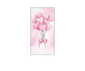 Painel De Festa Vertical 1,00 x 2,00 - Chá de Bebê Balões de Coração Rosa 030
