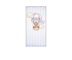 Painel De Festa Vertical 1,00 x 2,00 - Chá de Bebê Urso Baloeiro Lilás 039