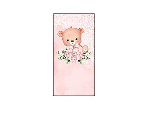 Painel De Festa Vertical 1,00 x 2,00 - Chá de Bebê Ursinho Floral 047