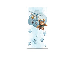Painel De Festa Vertical 1,00 x 2,00 - Chá de Bebê Urso Aviador 061