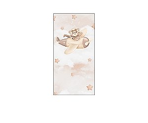 Painel De Festa Vertical 1,00 x 2,00 - Chá de Bebê Bege Urso Aviador 074