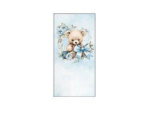 Painel De Festa Vertical 1,00 x 2,00 - Chá de Bebê Urso Flores e Laços 076