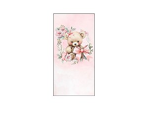 Painel De Festa Vertical 1,00 x 2,00 - Chá de Bebê Ursinha Floral 099