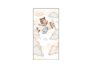 Painel De Festa Vertical 1,00 x 2,00 - Chá de Bebê Urso Aviador Aquarela 101