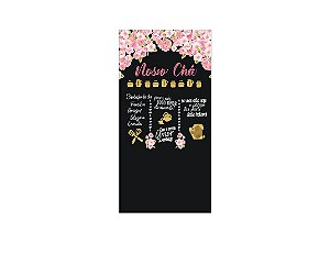 Painel De Festa Vertical 1,00 x 2,00 - Chá de Cozinha Rosa e Dourado 008