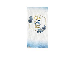 Painel De Festa Vertical 1,00 x 2,00 - Chá de Casa Nova Azul Floral 009