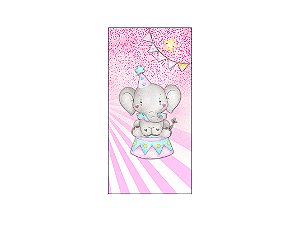 Painel De Festa Vertical 1,00 x 2,00 - Circo Elefantinho Rosa 002