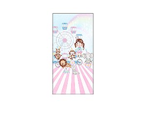 Painel De Festa Vertical 1,00 x 2,00 - Mágica Cute Circo Aquarela 035