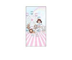 Painel De Festa Vertical 1,00 x 2,00 - Mágica Cute Circo Rosa 036