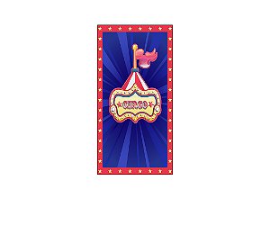 Painel De Festa Vertical 1,00 x 2,00 - Circo Tradicional Azul e Dourado 038