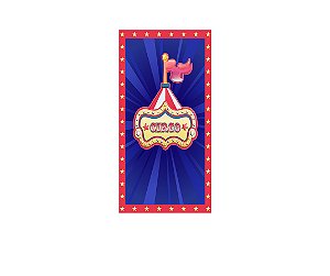 Painel De Festa Vertical 1,00 x 2,00 - Circo Tradicional Azul e Dourado 038