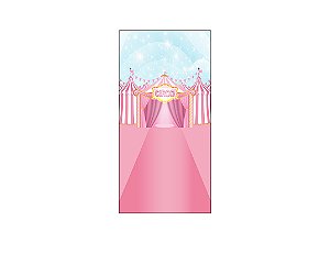 Painel De Festa Vertical 1,00 x 2,00 - Circo Tenda Rosa 048