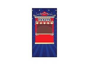Painel De Festa Vertical Interativo 1,50x2,20 - Circo Clássico Azul e Vermelho 052