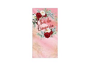 Painel De Festa Vertical 1,00 x 2,00 - Chá de Lingerie Efeito Mármore Floral 015