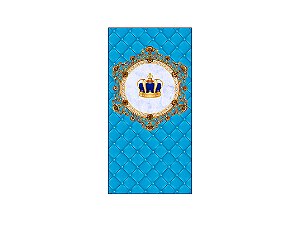 Painel De Festa Vertical 1,00 x 2,00 - Coroa Realeza Azul com Dourado 010