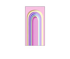 Painel De Festa Vertical 1,00 x 2,00 - Parede Arco Portal Curvas Finas Colorido 040