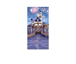 Painel De Festa Vertical 1,00 x 2,00 - Castelo Azul com Dourado Noite de Fogos 007