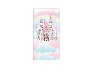 Painel De Festa Vertical 1,00 x 2,00 - Castelo de Princesa Nevens Rosas 008