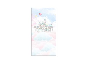 Painel De Festa Vertical 1,00 x 2,00 - Castelo Azul e Rosa Aquarela 009