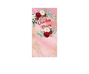 Painel De Festa Vertical 1,00 x 2,00 - Dia das Mães Efeito Mármore Floral 046