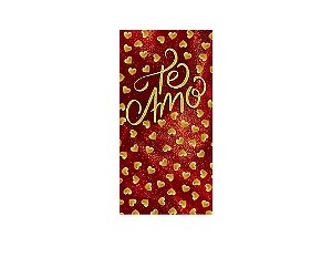 Painel De Festa Vertical 1,00 x 2,00 - Dia dos Namorados Te Amo Dourado 116