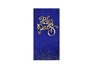 Painel De Festa Vertical 1,00 x 2,00 - Feliz Dia dos Pais Azul e Dourado 125
