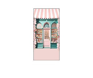 Painel De Festa Vertical 1,00 x 2,00 - Confeitaria Rosa com Flores 007