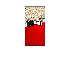 Painel De Festa Vertical 1,00 x 2,00 - Cinema Rolo de Filme e Pipoca 010