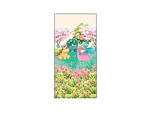 Painel De Festa Vertical 1,00 x 2,00 - Dinossauros Coroa de Flores 003