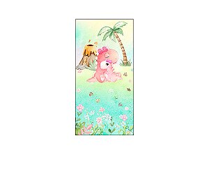 Painel De Festa Vertical 1,00 x 2,00 - Dinossauros Cute Rosa 019