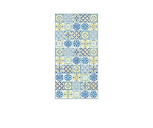 Painel De Festa Vertical 1,00 x 2,00 - Azulejo Mediterrâneo Azul com Amarelo 058