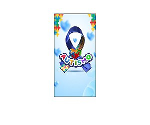 Painel De Festa Vertical 1,00 x 2,00 - Autismo Laço com Quebra Cabeça 003