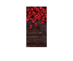 Painel De Festa Vertical 1,00 x 2,00 - Efeito Madeira com Pétalas de Flores 016